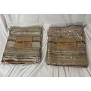 NEW World Market Naomi Tribal Window Curtain Grommet Top Beige colors - 2 Packs
